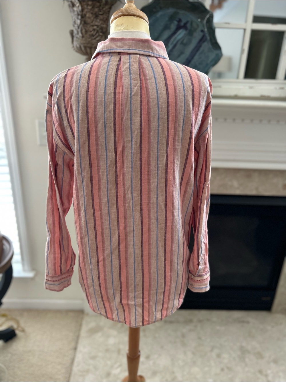 Anthropologie/Maeve Lida Linen Striped , Oversized linen Popover Top - Picture 9 of 12